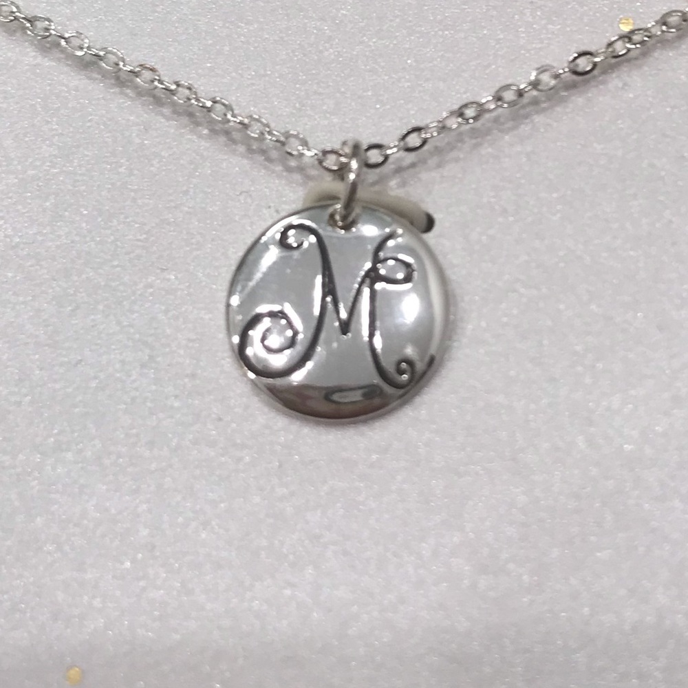 "M" Silver Plated Monogram 18" Necklace